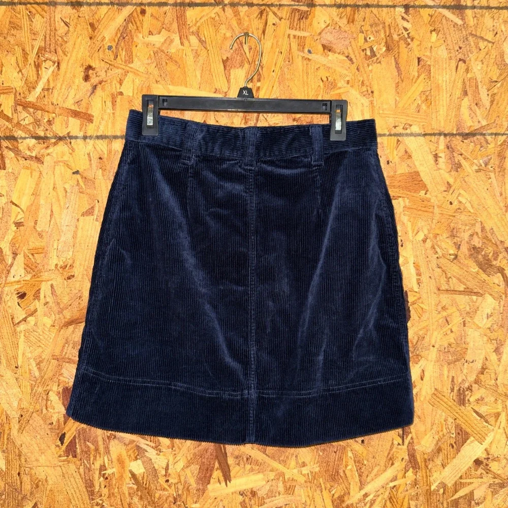 Free Assembly Corduroy A-Line Mini Skirt Pockets Dark Navy Blue Button Fly sz 6 - Picture 2 of 5
